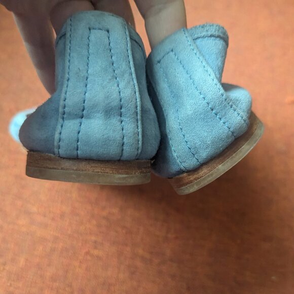 Frye Carson Ballet Flats Blue Leather Suede Slip On Round Toe Preppy Aqua - Picture 7 of 9